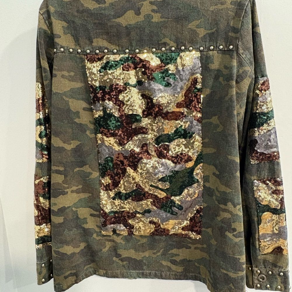 Miss Me Camouflage Sequin Jean Jacket - Picture 4 of 16